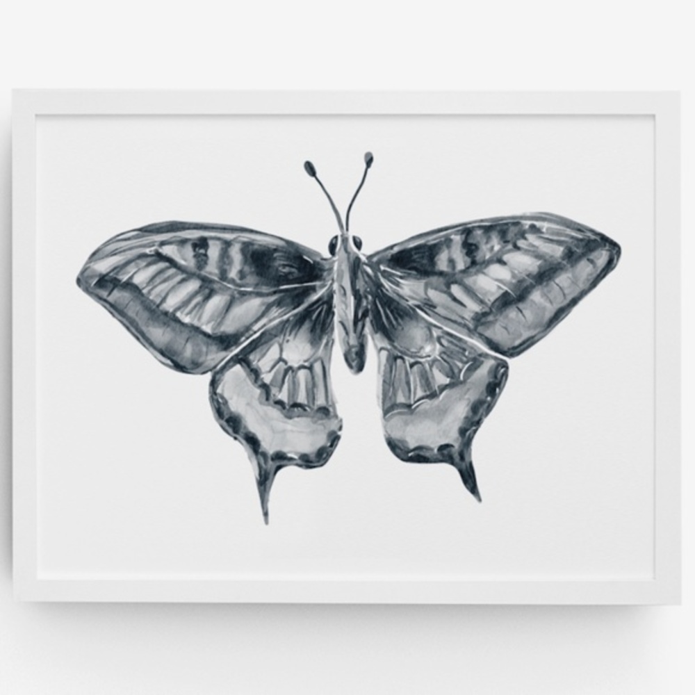 COPY - Watercolor Butterfly Black and White Wall Art Illustration Print Poster … - Picture 6 of 7